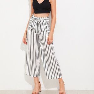 Vertical Striped Self Tie Pants